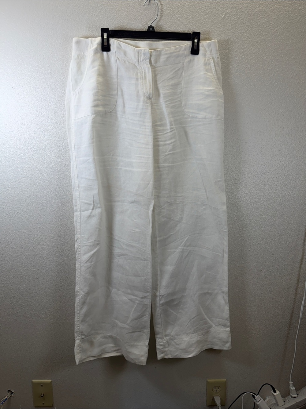 J. Jill Cream Wide-Leg Linen-Blend Pants